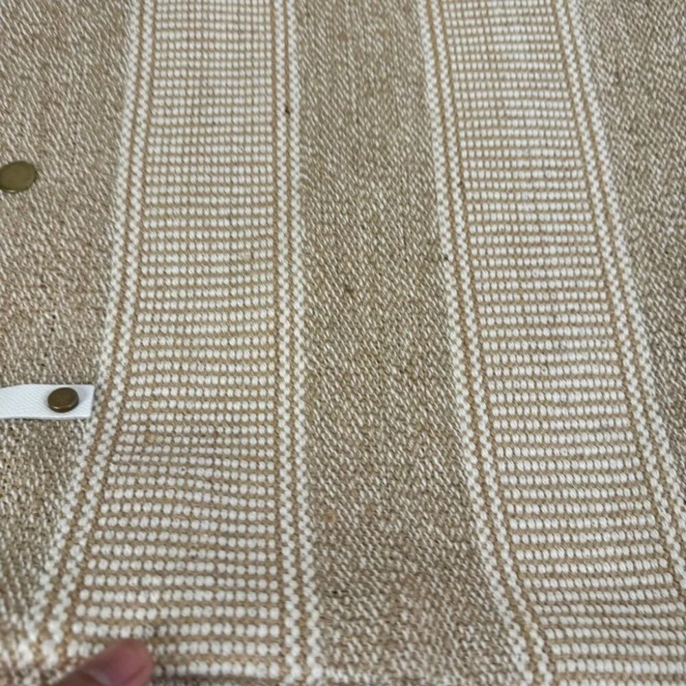 Summer Boho Woven Straw Raffia Bag Stylish Tan and White Tote Bag Stripe Beach - Picture 8 of 15